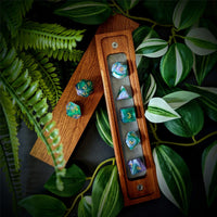 Thumbnail for Glitter in Green & Purple Acrylic - 7pcs RPG Full Dice Set Box Setup