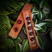 Thumbnail for Red Vines on Black Acrylic - 7pcs RPG Full Dice Set Box Setup