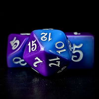 Thumbnail for Blend of Blue & Purple Acrylic - 7pcs RPG Full Dice Set Close