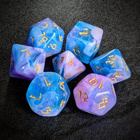 Thumbnail for Glitter in Blue & Pink Acrylic - 7pcs RPG Full Dice Set Top