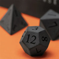 Thumbnail for Frosted Black Obsidian Gemstone - 7pcs RPG Dice Set