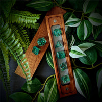 Thumbnail for Glitter in Clear Green Acrylic - 7pcs RPG Full Dice Set Box Setup