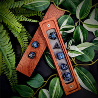 Thumbnail for Glitter in Black & Blue Acrylic - 7pcs RPG Full Dice Set