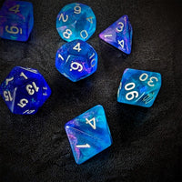 Thumbnail for Glitter in Blue & Cyan Acrylic - 7pcs RPG Full Dice Set Scatter