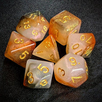 Thumbnail for Glitter in Orange & White Acrylic - 7pcs RPG Full Dice Set Top