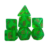 Thumbnail for Glitter in Green Acrylic - 7pcs RPG Full Dice Set White Stack