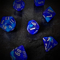 Thumbnail for Glitter in Royal Blue & White Acrylic - 7pcs RPG Full Dice Set Scatter