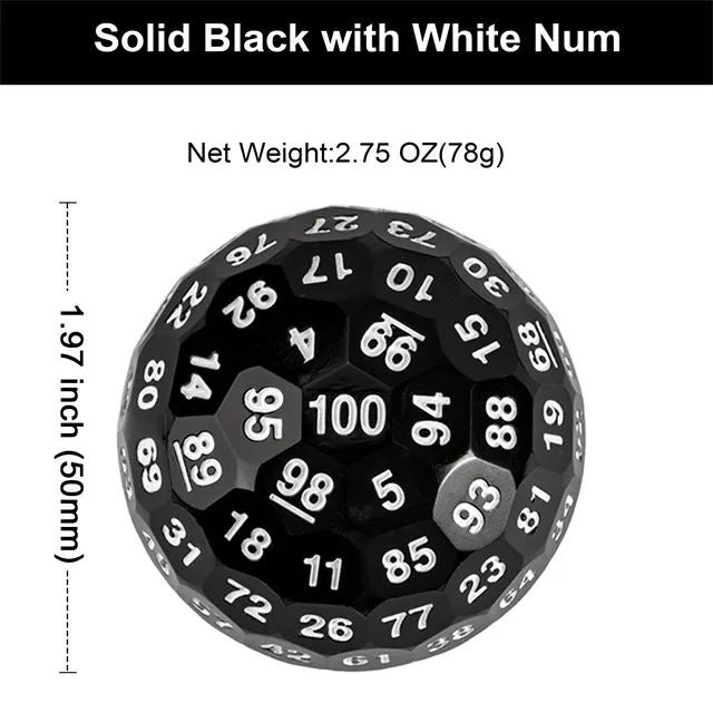 Black Dimple Face Acrylic - D100 RPG Dice