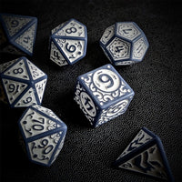 Thumbnail for White Vines on Grey Acrylic - 7pcs RPG Full Dice Set Scatter