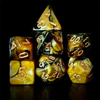 Thumbnail for Blend of Black & Gold Acrylic - 7pcs RPG Full Dice Set Dark Stack
