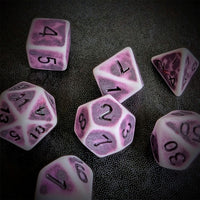 Thumbnail for Washed Purple on White Acrylic - 7pcs RPG Full Dice Set Scatter
