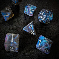 Thumbnail for Glitter in Black & Blue Acrylic - 7pcs RPG Full Dice Set
