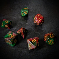Thumbnail for Glitter in Red & Green Acrylic - 7pcs RPG Full Dice Set Scatter