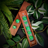Thumbnail for Glitter in Green Acrylic - 7pcs RPG Full Dice Set Box Setup