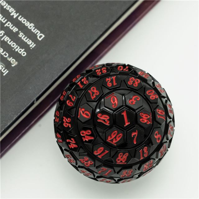 Black Raised Face Acrylic with Box - D100 RPG Dice