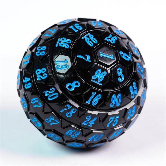 Black Raised Face Acrylic with Box - D100 RPG Dice