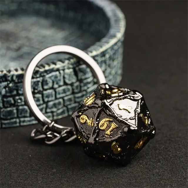 Dragon Bones Black Metal - D20 Keyring