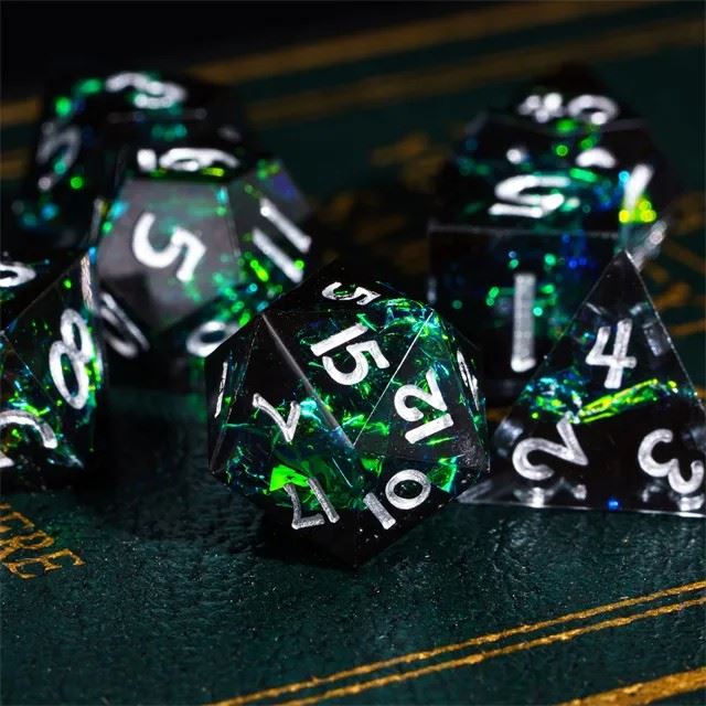Candy in Black Mini Sharp Resin - 7pcs RPG Dice Set