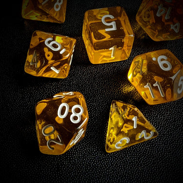 Clear Yellow Acrylic - 7pcs RPG Full Dice Set Scatter