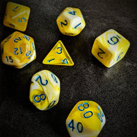 Thumbnail for Blend of White & Yellow Acrylic - 7pcs RPG Full Dice Set Scatter