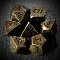 Thumbnail for Bronze Metal with Black Dragon Font - 7pcs RPG Dice Set