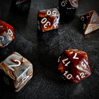 Thumbnail for Blend of Copper & Grey Acrylic - 7pcs RPG Full Dice Set Scatter