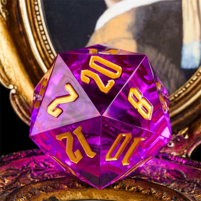 Magenta & Clear Sharp Acrylic - D20 RPG Dice