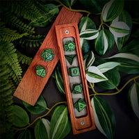 Thumbnail for Green Lattice on Black Acrylic - 7pcs RPG Full Dice Set Box Setup