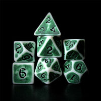 Thumbnail for Washed Green on White Acrylic - 7pcs RPG Full Dice Set Dark Stack