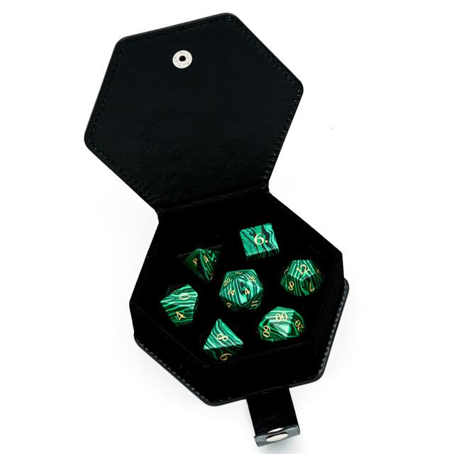 Green Malachite Gemstone - 7pcs RPG Dice Set