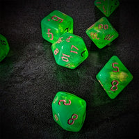 Thumbnail for Glitter in Green Acrylic - 7pcs RPG Full Dice Set Scatter