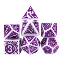 Thumbnail for Purple Vines on White Acrylic - 7pcs RPG Full Dice Set White Stack