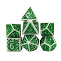 Thumbnail for Green Vines on White Acrylic - 7pcs RPG Full Dice Set White Stack