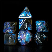 Thumbnail for Glitter in Black & Blue Acrylic - 7pcs RPG Full Dice Set