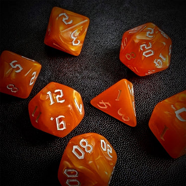 Orange Silk Acrylic - 7pcs RPG Full Dice Set Scatter