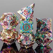 7pcs Dice Metal Leaf Circle Rainbow