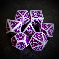 Thumbnail for Purple Vines on White Acrylic - 7pcs RPG Full Dice Set Top