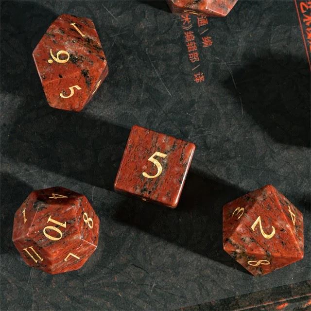 Red Granite Gemstone - 7pcs RPG Dice Set