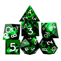 Thumbnail for Skull in Green Filled Sharp Resin - 7pcs RPG Dice Set