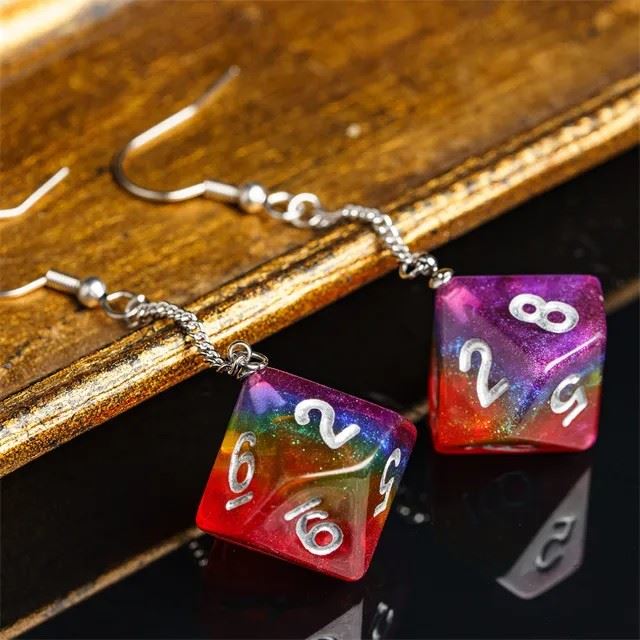 Rainbow Resin - D10 Earings