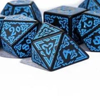 Thumbnail for Blue Celtic Knot on Black Acrylic - 7pcs RPG Full Dice Set