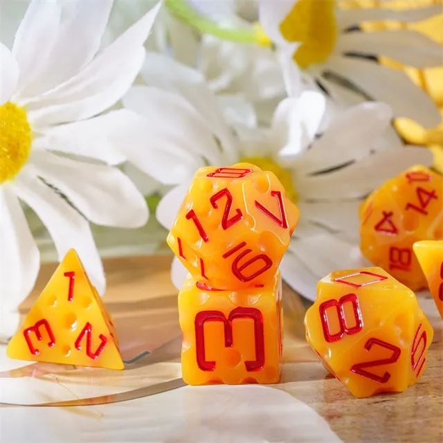 Yellow Cheese Resin -  7pcs RPG Dice Set