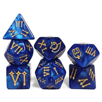 Thumbnail for 7pcs Dice Acrylic Silk Roman Numeral Gold Font Blue