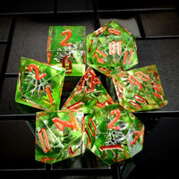 Thumbnail for Spider in Clear & Green Filled Sharp Resin - 7pcs RPG Dice Set