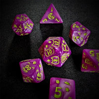 Thumbnail for Yellow Cats on Pink Acrylic - 7pcs RPG Full Dice Set