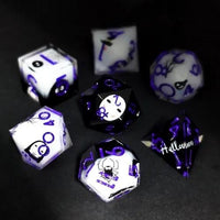 Thumbnail for 7pcs Dice Sharp Filled Halloween Purple Font Black White