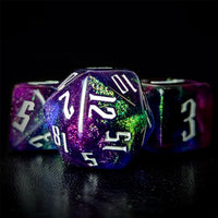 Thumbnail for Glitter in Blue & Purple Acrylic - 7pcs RPG Full Dice Set Close