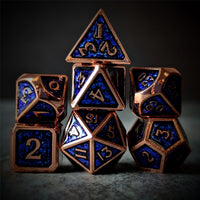 Thumbnail for Glitter Blue Enamel in Copper Metal - 7pcs RPG Dice Set