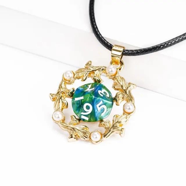 Blue & Green with Gold Chain D10 Necklace