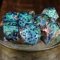 Thumbnail for Cats on Grey with Candy Sharp Resin - 7pcs RPG Dice Set